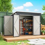 Outsunny 7.5 x 4.3ft Galvanised Metal Garden Shed with 3 Lockable Doors and Vents, Dark Grey