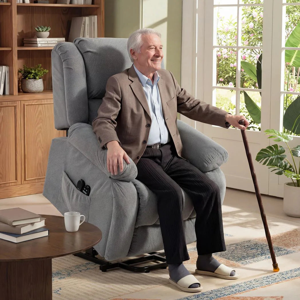 HOMCOM Electric Lift Recliner Chair with Vibration Massage, Heat and USB Port – Wide Seat, Light Grey