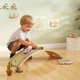 AIYAPLAY Kids Wooden Balance Board with Pull Rope and Silent Felt Base – Toddler Wobble Board for Ages 3-6
