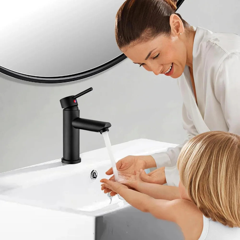 Cisivis Cloakroom Basin Mixer Tap with Pop-Up Waste – Brass Single-Hole Bathroom Sink Tap, 180° Swivel Spout