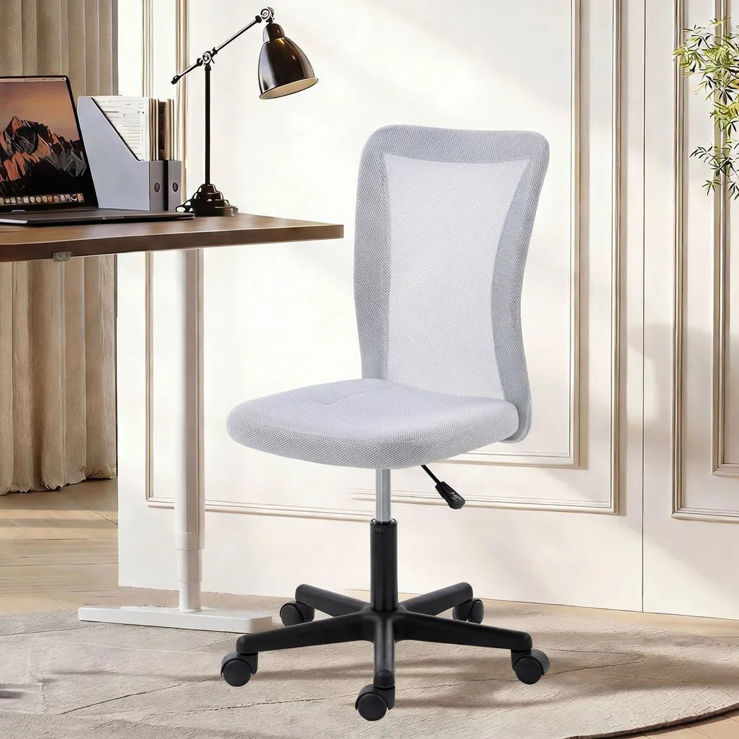 Vinsetto Armless Mesh Office Chair with Adjustable Height and 360° Swivel – Home Office, White