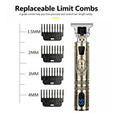 Cordless Hair Clippers & Beard Trimmer Kit with LCD Display, USB Charging & 4 Limit Combs – Ceramic Blade