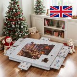 Felt Jigsaw Puzzle Board with 6 Drawers and Cover – Portable Storage Table for 1000 Pieces, Grey
