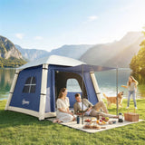 Outsunny Inflatable Camping Tent with Hand Pump – 1–2 Person Blackout Blow Up Air Tent with Carry Bag, Dark Blue