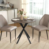 HOMCOM 80cm Industrial Round Dining Table with Steel X-Legs – Wood-Effect Kitchen Table for Two, Brown