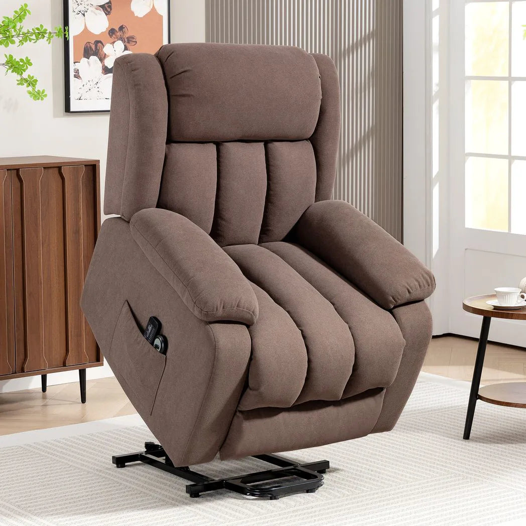 HOMCOM Power Lift Recliner Chair with Vibration Massage and Remote – Riser Chair for Elderly, Dark Brown