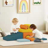 AIYAPLAY 9-Piece Kids Soft Play Foam Blocks Set with Detachable Cover for Climbing & Crawling