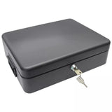 A4 Security Lock Box with Folding Carry Handle & 2 Keys – Powder-Coated Steel Cash and Document Safe Chest