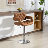 HOMCOM PU Leather Swivel Bar Stool with Back, Armrest and Footrest – Height Adjustable, Brown