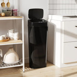 HOMCOM 50L Stainless Steel Sensor Bin with Slim Design and Bag-Fixing Ring – Touchless Kitchen Bin, Black