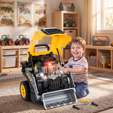 AIYAPLAY Kids Truck Engine Toy with Steering Wheel, Mist Spray, Lights & Sounds – Mechanic Play Set, Yellow