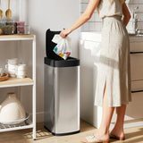 HOMCOM 50L Automatic Sensor Kitchen Bin with Manual Override – Touchless, Battery Operated, Inner-Bucket-Free