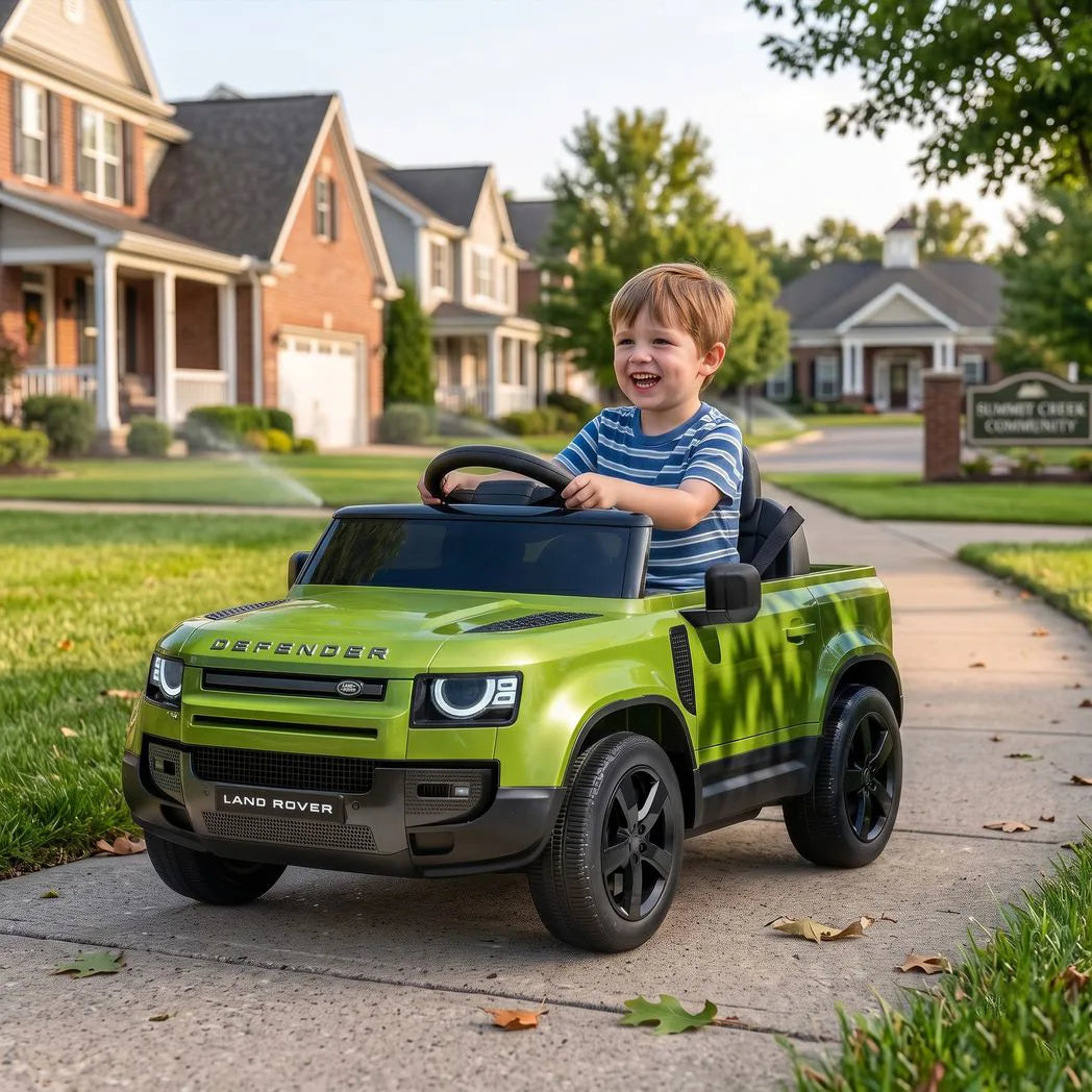 AIYAPLAY Land Rover Licensed 12V Kids Ride-On Car with Remote, Suspension and Soft Start – Lights and Music, Green