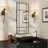 HOMCOM Decorative Grid Wall Mirror, with Back Hooks – Black