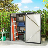 Outsunny 3.3 x 3.4ft Lean-To Galvanised Steel Garden Shed with Lockable Door, Dark Grey