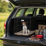 PawHut 30" Collapsible Car Dog Crate with Slanted Design, Tray & Handle, 76 x 48 x 53 cm – Small Dog Travel Cage