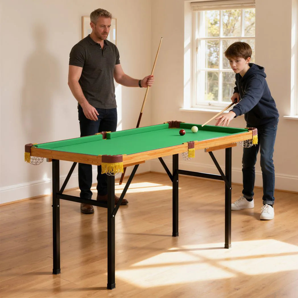 SPORTNOW 4ft Folding Pool Table with 2 Cues, 16 Balls, Triangle & Chalk – Mini Billiards Table for Kids & Adults