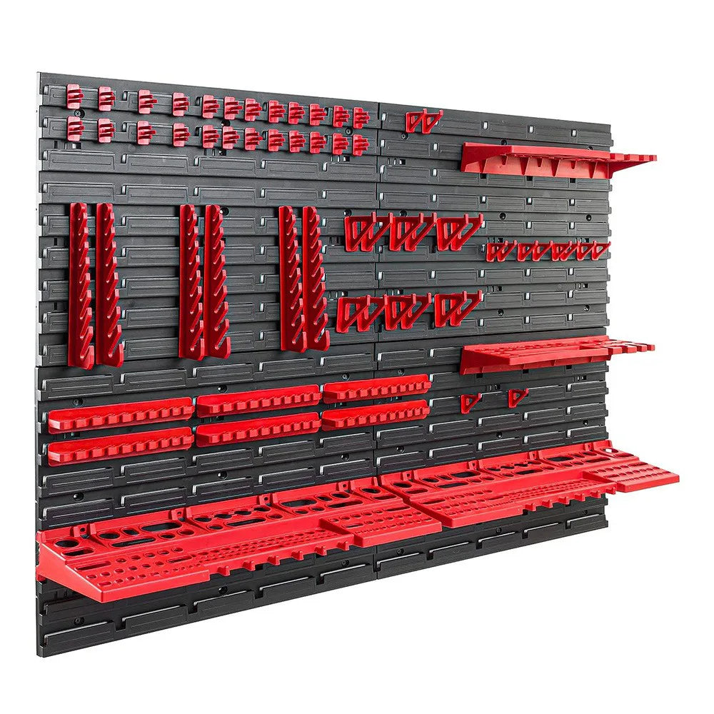 Wall Mounted Tool Pegboard Set with 58 Accessories and 4 Wall Plates – Garage & Workshop Storage Organiser