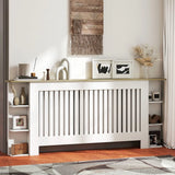 HOMCOM Extra Large Radiator Cover with Open Shelves – Vertical Slatted Heater Cabinet for Living Room, White