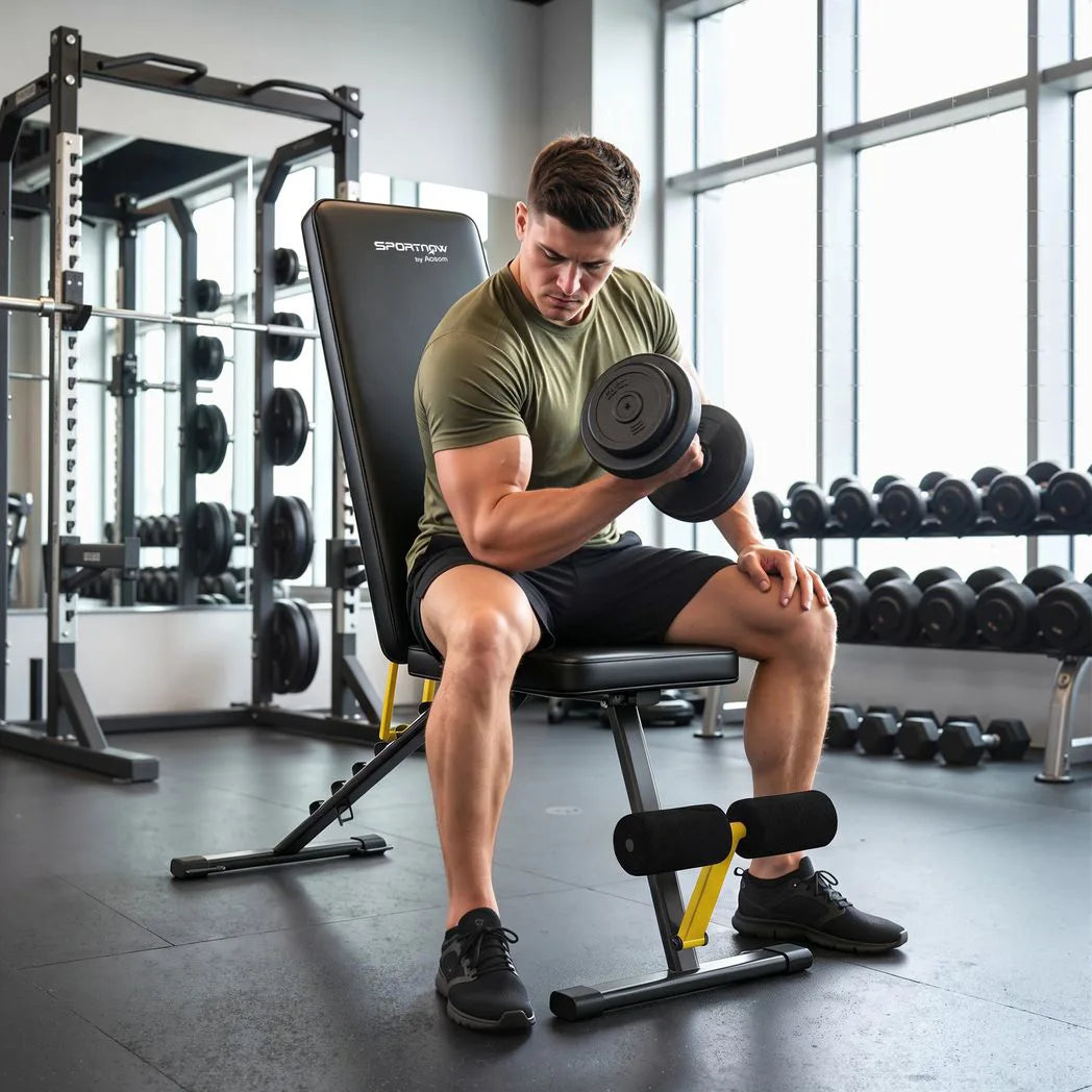 SPORTNOW Adjustable Weight Bench with 7 Backrest Positions & Resistance Bands – 300kg Foldable Incline Decline Bench