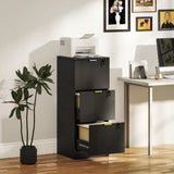 HOMCOM Filing Cabinet with 3 Lockable Drawers and Hanging Rails – Fluted Vertical A4 File Storage, Black