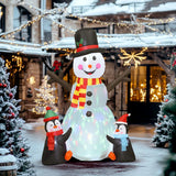 Outsunny 6FT Christmas Inflatable Snowman and Penguins with Built-In LED Lights and Projector – Indoor Outdoor Garden Decoration