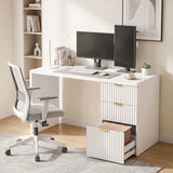HOMCOM Computer Desk with 3 Drawers and File Drawer, Reversible Layout – 120 cm Home Office Desk, White