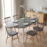 HOMCOM Wooden Drop-Leaf Dining Table for 4–6 People – Folding Pine Wood Table with Anti-Slip Feet, Grey