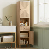 HOMCOM Slim Tall Bathroom Cabinet with Drawer and Adjustable Shelves – Scandinavian Style Storage, Wood-Effect
