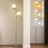 HOMCOM Dual-Head LED Floor Lamp – Silver