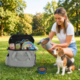 PawHut Waterproof Dog Travel Bag with Two Food Containers, Collapsible Bowl & Pockets – Walking Bag for Pets