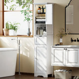 HOMCOM Slim Tall Bathroom Storage Cabinet with Motion Sensor LED Lights, Drawer & Adjustable Shelf – White