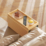HOMCOM Bamboo Sofa Arm Tray with Deep Groove – Foldable Anti-Slip Armrest Table for Drinks and Snacks, Natural