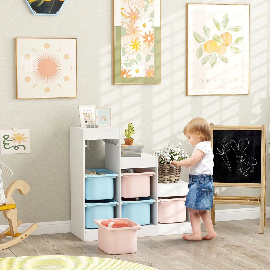 AIYAPLAY 3-Tier Kids Toy Storage Organiser with 6 Removable Bins – Multicolour, Ages 3-8