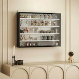 HOMCOM 5-Tier Wall-Mounted Display Cabinet with 4 Adjustable Shelves & Glass Doors, 60 x 80cm – Black and White