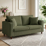 HOMCOM Corduroy 2 Seater Sofa with Wide Seat and Pocket Spring Cushions – Loveseat Couch, Green