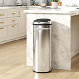 HOMCOM 50L Stainless Steel Sensor Bin with Soft-Close Lid – Touch-Free Automatic Kitchen Bin, Silver Tone