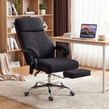 Vinsetto High Back Massage Office Chair with Heat, Footrest & 135° Recline – Faux Linen, Black