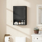 HOMCOM Wall Mounted Bathroom Cabinet with Adjustable Shelves – Louvred Door Storage, 40 x 20 x 60 cm, Black