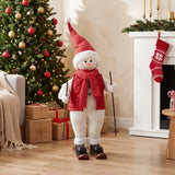HOMCOM 2ft Singing Skiing Santa Claus with Ski Board and Poles – Animated Christmas Figure, Sound Activated