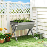 Outsunny Wooden Raised Garden Bed with Legs and Bed Liner – Elevated Fir Wood Planter Box, 178L, Light Grey