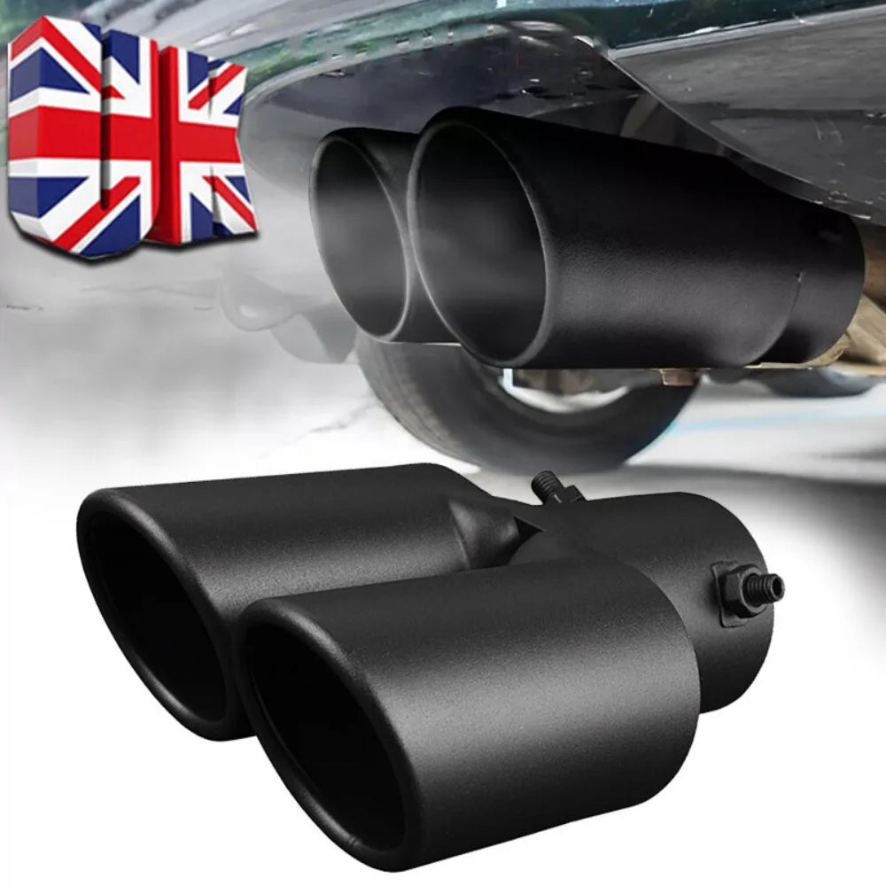 Dual Outlet Stainless Steel Exhaust Tip – Double Wall Straight Cut Tail Muffler Tip for 1.5–2.4 Inch Pipes
