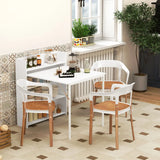 HOMCOM Folding Drop-Leaf Kitchen Table with Storage Shelves – Space-Saving Dining Table, White