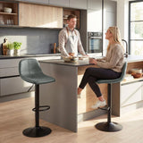 HOMCOM Set of 2 Swivel Bar Stools with Footrest – Adjustable Height Kitchen Island Stools, Green