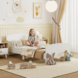 AIYAPLAY Toddler Bed Frame with Safety Side Rails – White Kids Bed for Ages 3-8 Years
