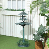 Outsunny 3-in-1 Garden Bird Bath, Freestanding Birdbath with Large Water Basin, Underneath Flower Planter