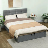 HOMCOM 5ft King Size Ottoman Bed with Gas Lift Storage and Tufted Headboard – Bedroom Frame, Grey