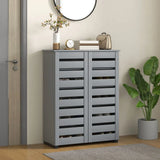 HOMCOM 5-Tier Narrow Shoe Cabinet with Slatted Doors and Adjustable Shelves – Holds 15 Pairs, Dark Grey