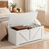 HOMCOM 127L Storage Box Bench with Safety Hinges – Wood-Effect Trunk for Hallway and Bed End, White
