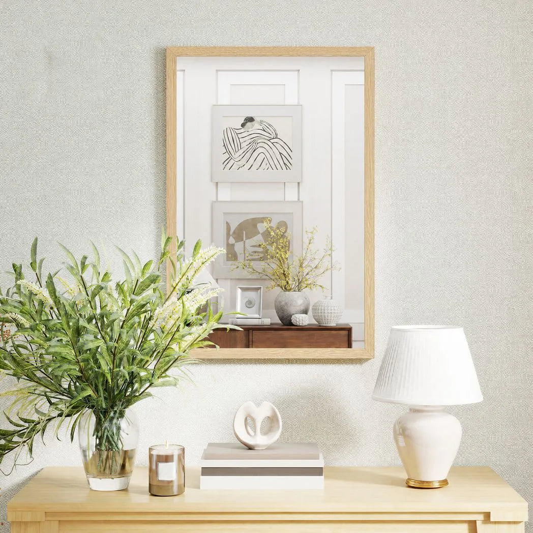 HOMCOM Wall Bathroom Mirror, 60 x 40 cm Wall-Mounted Mirror for Living Room, Bedroom, Hallway